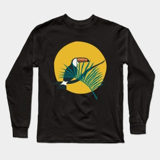 Abstract tucano on branch in scandinavian minimalism style at the sunset Long Sleeve T-Shirt